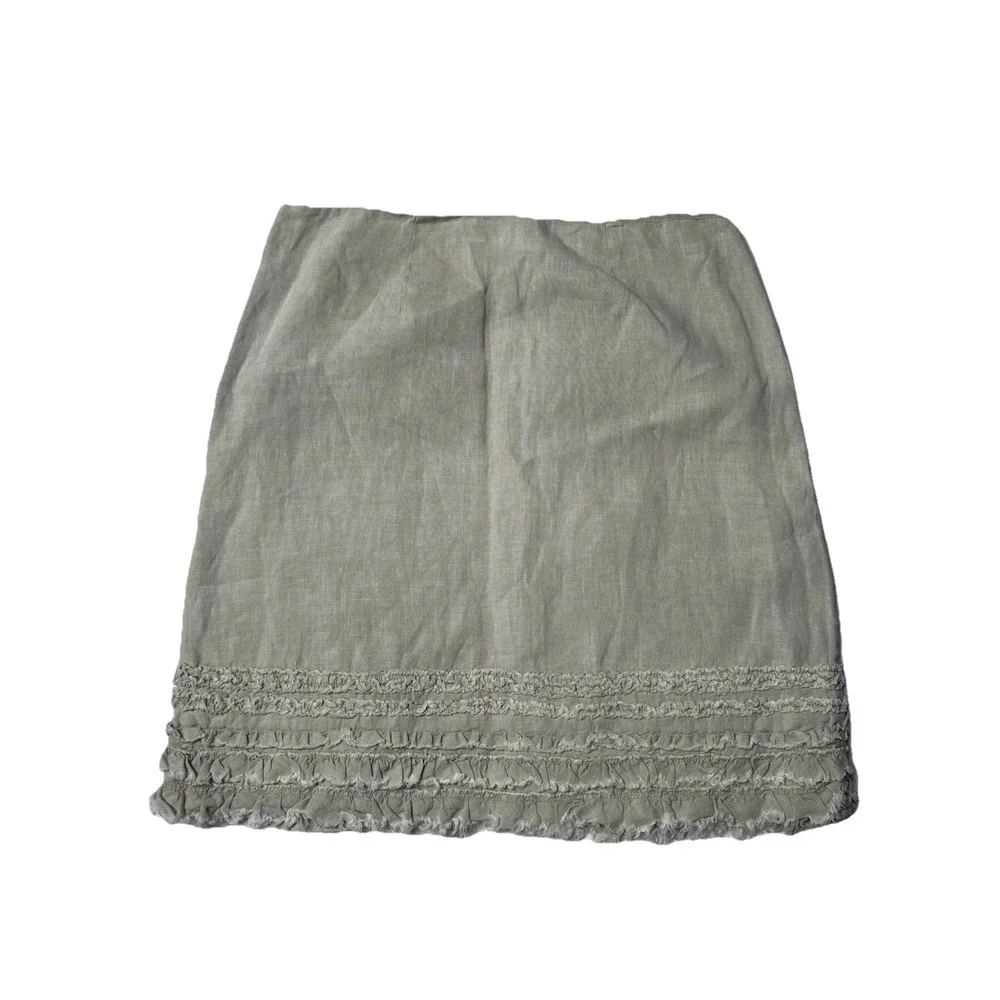 TOMMY BAHAMA Women's Linen Ruffled‎ Skirt Cotton Lined, Khaki Size 4